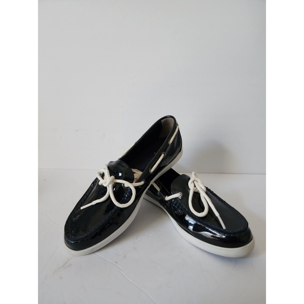 Cole Haan Womens Dark Blue Patent Leather Lace Up Comfort Boat Shoes Size 8 B